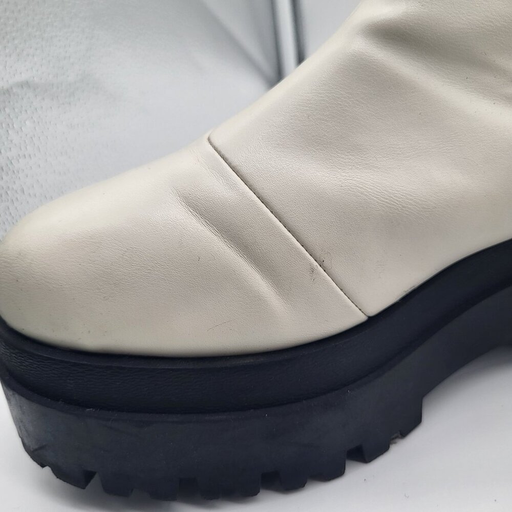H&M DIVIDED Platform Boots Chunky Lug Sole Pull On Womens 9.5 Y2k Cream Black - Picture 7 of 15